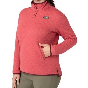 Eddie Bauer Quilted Snap Front Mock Neck Top in Mulberry XL